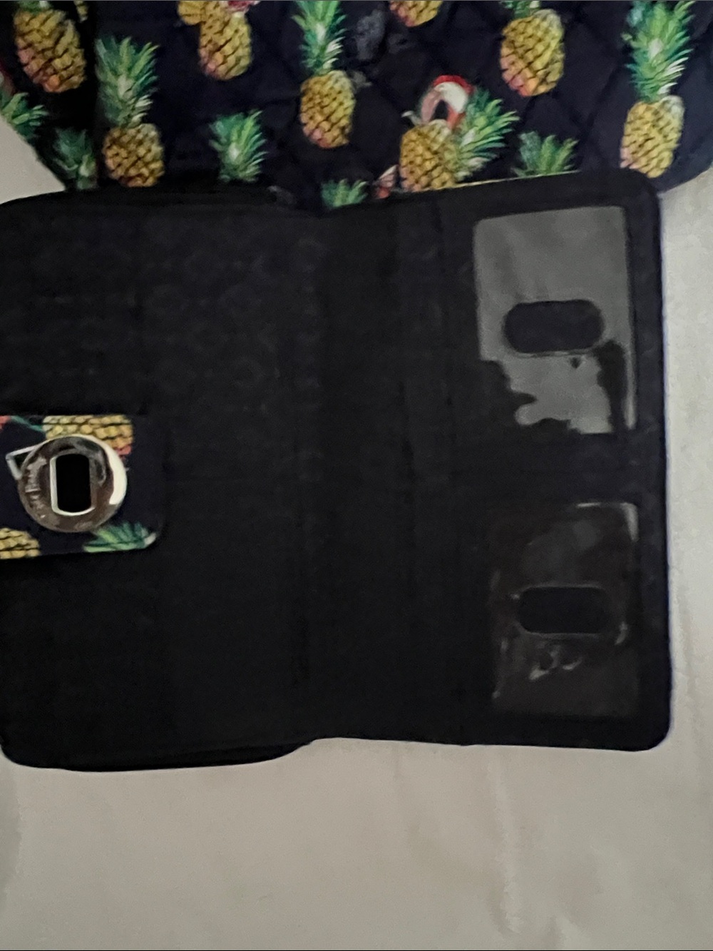 Vera Bradley Black Quilted Tote Set with Yellow Pineapple Print - Picture 3 of 5
